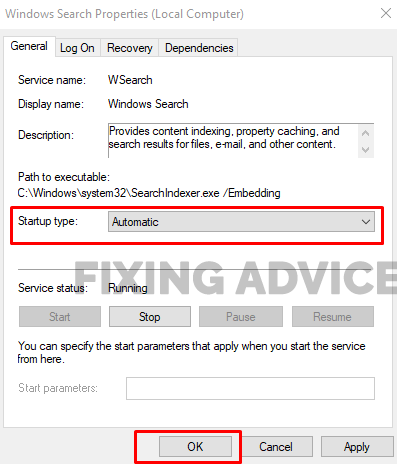 Method 5- Repair Windows Search Service
