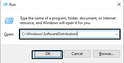 Type “CWindows Software Distribution code on the box