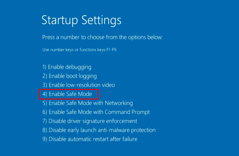 go to Advanced Startup Options and then “Startup Settings” to set the boot mode to Safe Mode