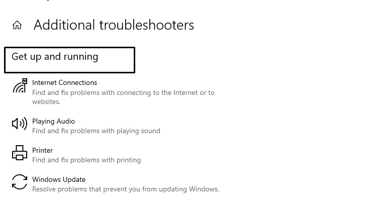 Additional Troubleshooters
