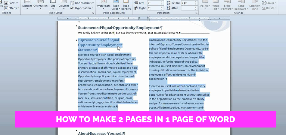 How to Make 2 Pages in 1 Page of Word