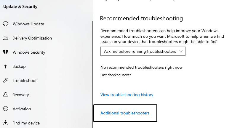 Now scroll down, & select “Get Up & Running” Category from “Additional Troubleshooter” & click on the “Playing Audio