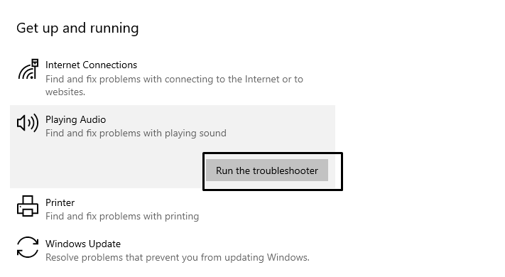 Press on the “Run The Troubleshooter” options and then press on “Apply This Fix”