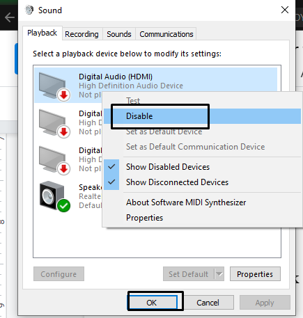 Right-click on every device that is disabled & presse on the “Enable” option.