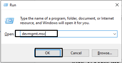Types “devmgmt.msc” & press “Enter” to open “Device Manager”