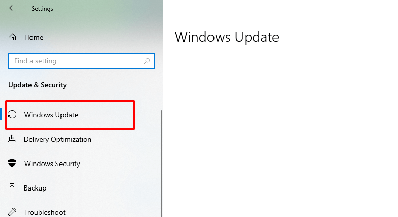 Enter the “Windows Update” Tab