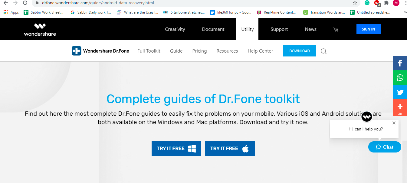 download dr fone app to recover video though computer