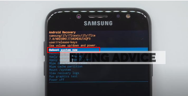reboot system to Hard Reset your Affected Samsung Device