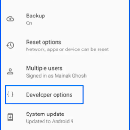 Go back to Settings and enter newly created Developer Options