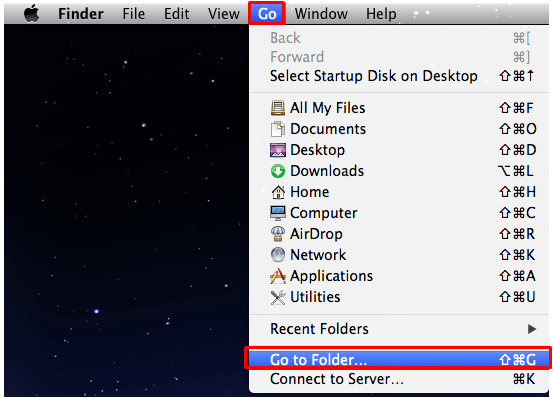 Go to the top menu and choose Go To Folder from the below the list