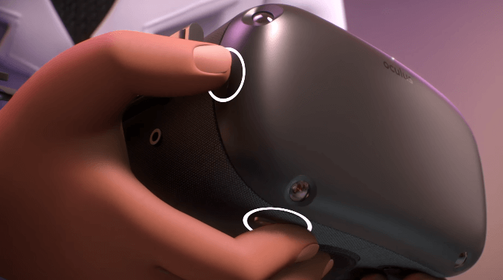 Press the volume + button and the power button together for 15 seconds to reboot the Oculus Quest 2 system