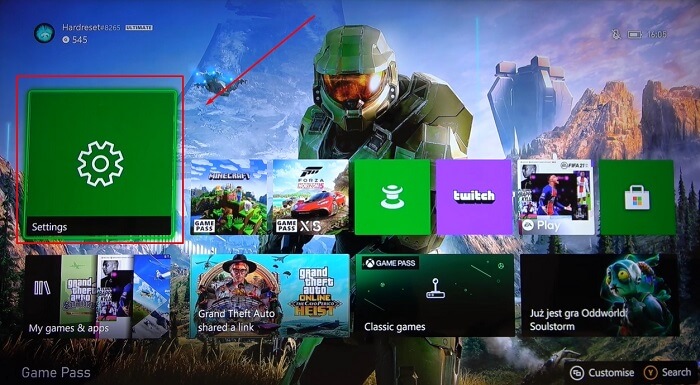 go to Xbox Series X settings menu